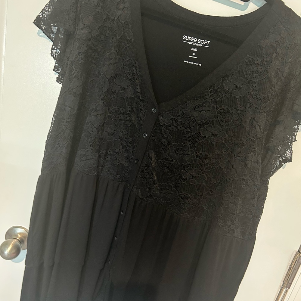 Black Lace Button-Down top